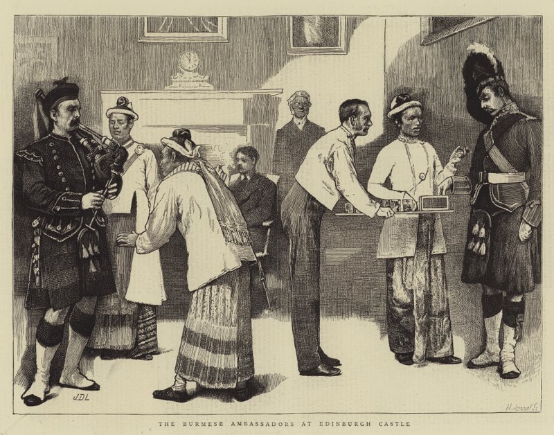 De burmesiske ambassadørene ved Edinburgh Castle av James Dromgole Linton