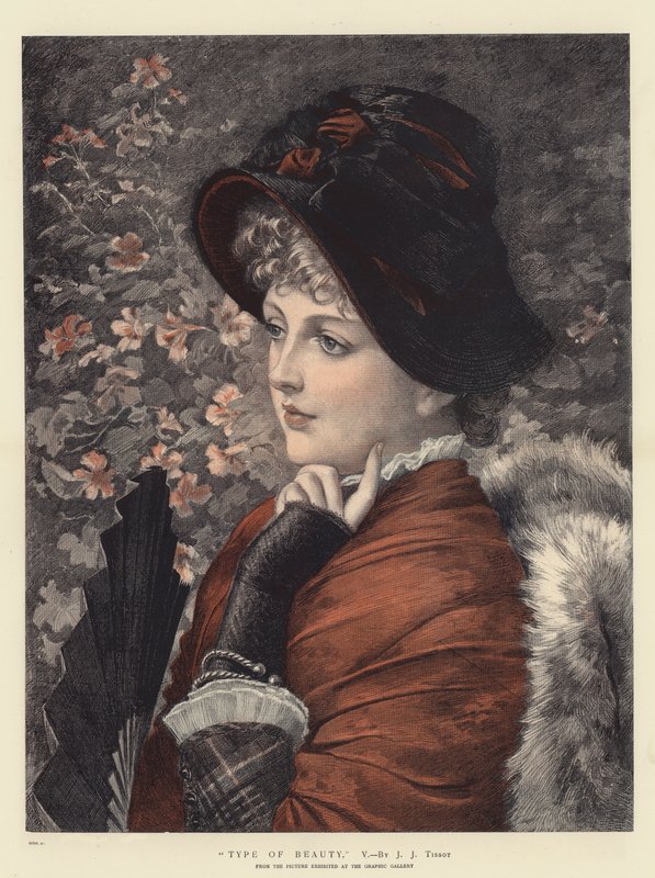 Skjønnhetstype, V (chromolitho) av James Jacques Joseph Tissot