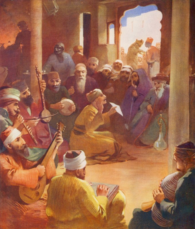 Holy Land: The Oriental cafe (farge litho) av James (after) Clark