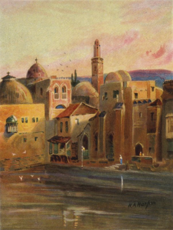 Hiskias basseng i Jerusalem (farge litho) av James (after) Clark