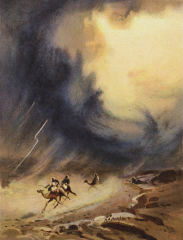 Tordenvær og hagl, Sinai (farge litho) av James (after) Clark