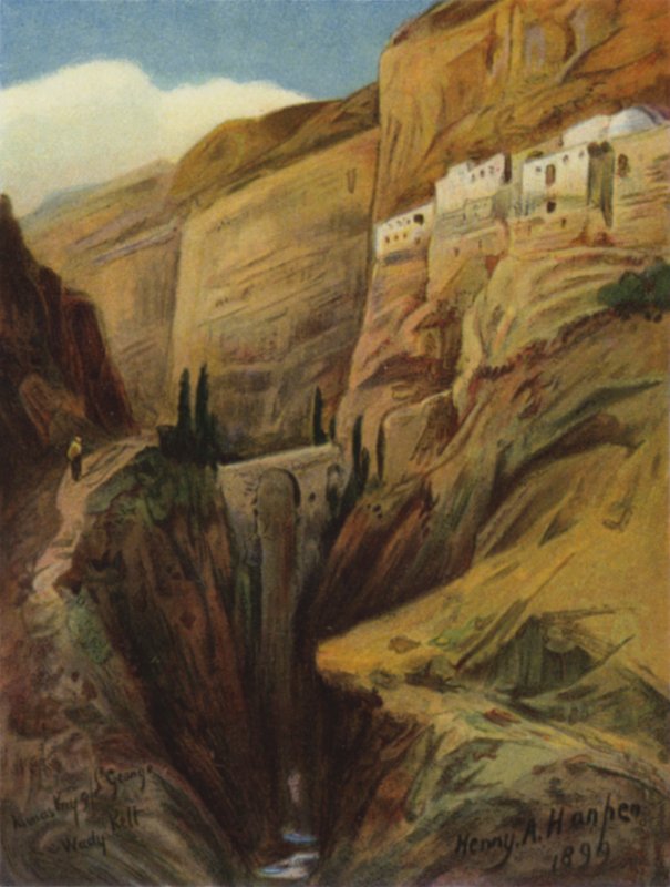 Wady Kelt; eller Brook Cherith (farge litho) av James (after) Clark