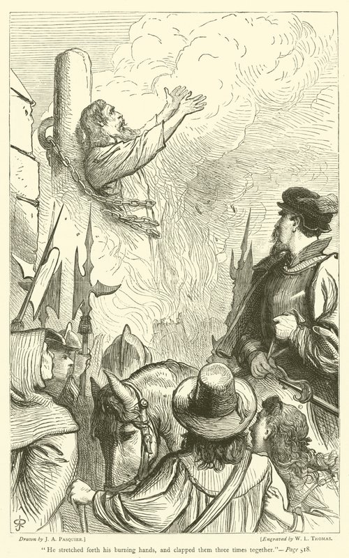 Han rakte ut sine brennende hender og klappet dem tre ganger sammen av James Abbott Pasquier