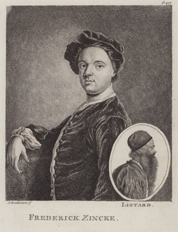 Christian Friedrich Zincke , tysk miniaturist (etsing) av James Bretherton