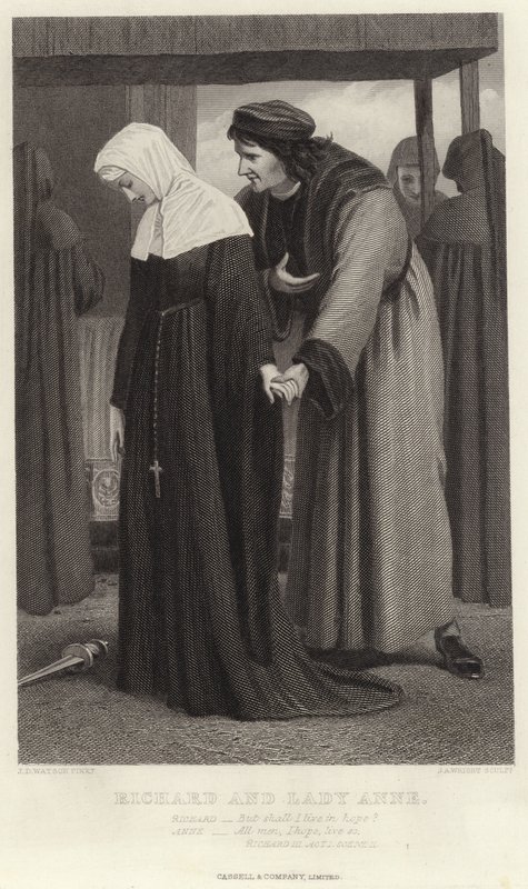 Richard og Lady Anne, Richard III, akt I, scene II av James Dawson Watson