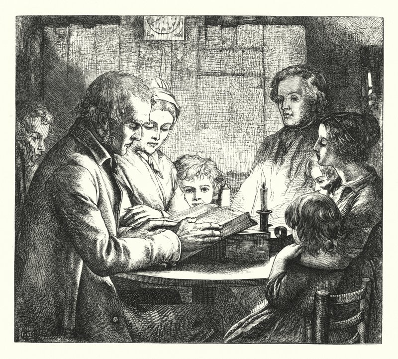 Scene i en skotsk hytte av James Dawson Watson