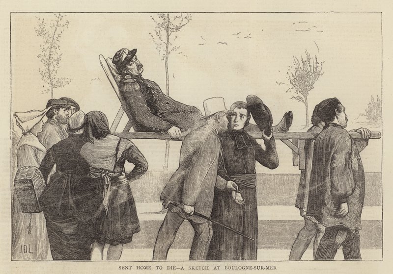 Sendt hjem for å dø, en skisse ved Boulogne-sur-Mer av James Dromgole Linton