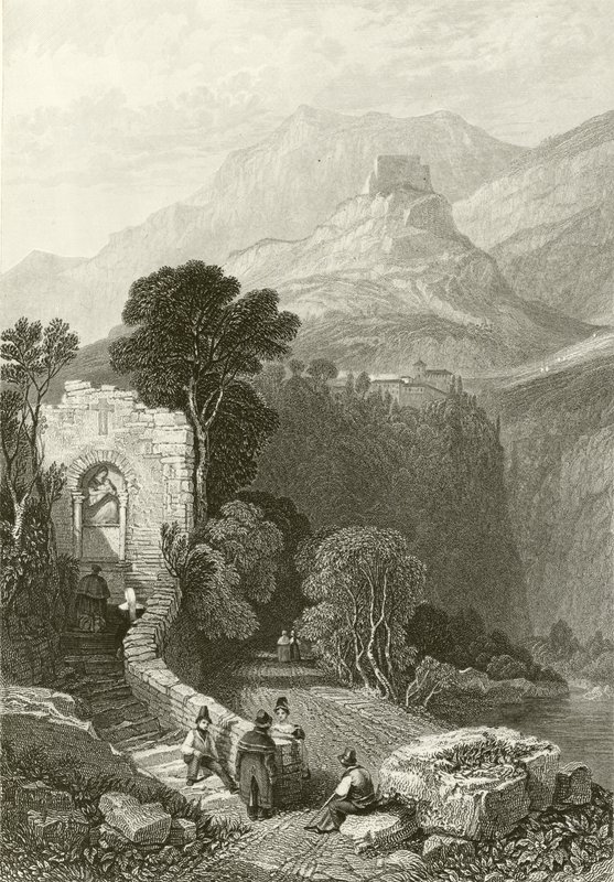 Klosteret Il Santo Cosimato, Tivoli, nær Roma av James Duffield Harding