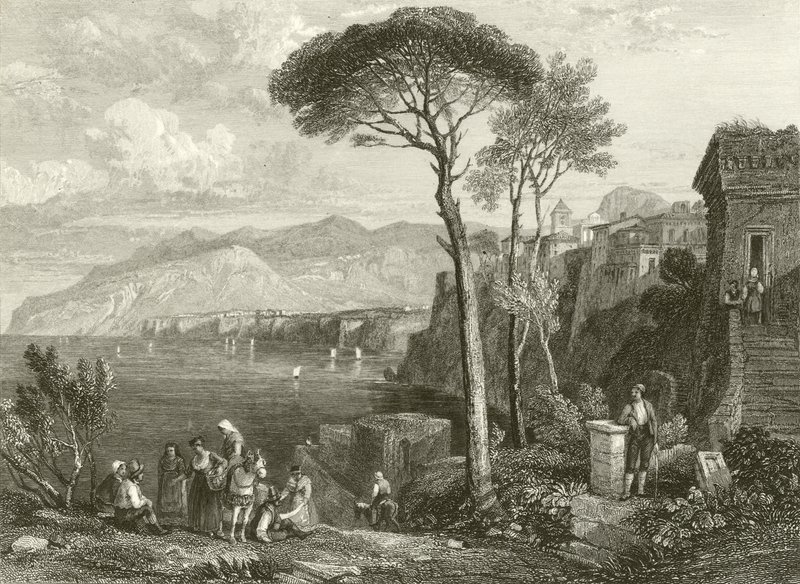 Sletten og bukten i Sorrento, Italia av James Duffield Harding