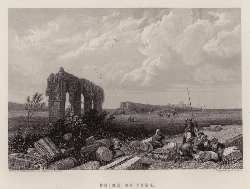 Ruins of Tire (farge litho) av James Duffield Harding