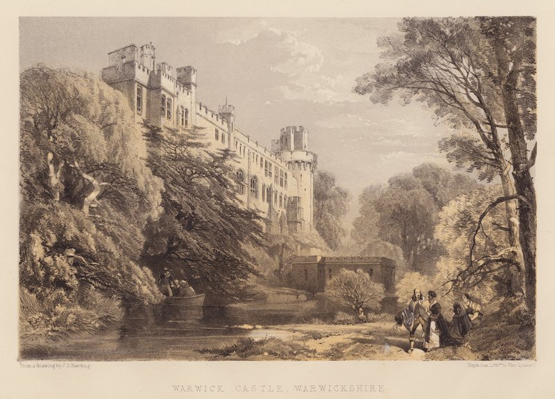 Warwick Castle, Warwickshire (akvatint) av James Duffield Harding