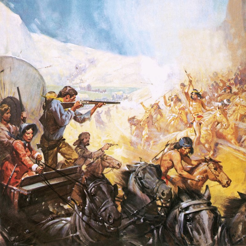 Amerikanske pionerer skyter indianere av James Edwin McConnell
