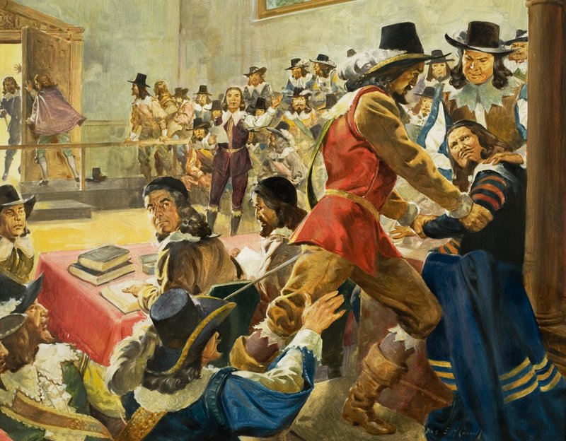 Arrestasjon av speakeren i Underhuset (gouache på papir0 av James Edwin McConnell