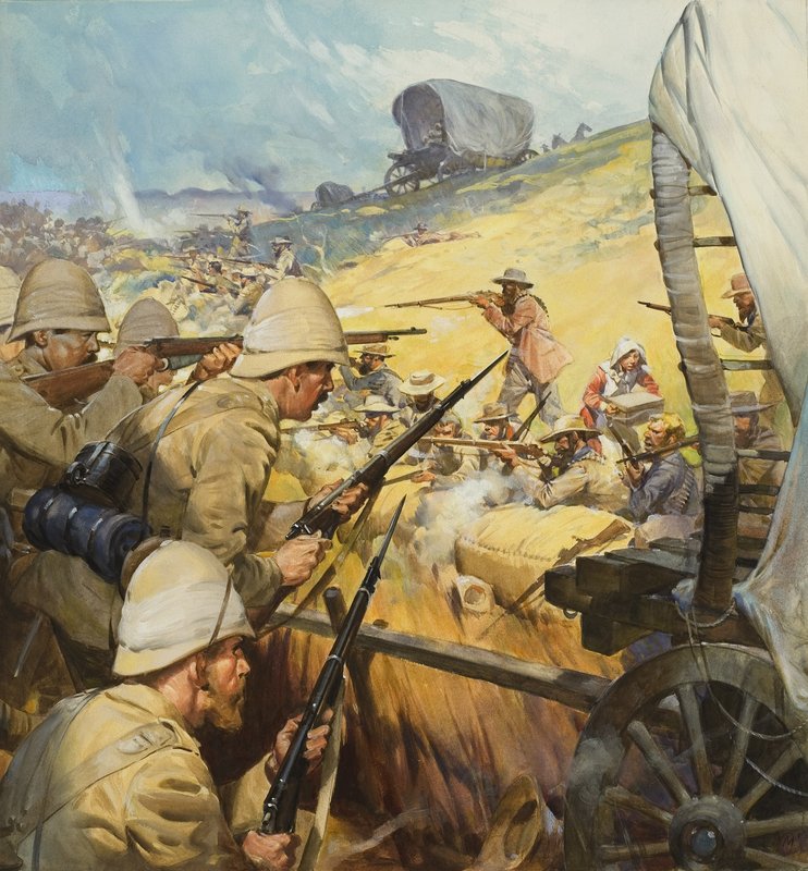 Boerkrigens trefning (gouache på papir) av James Edwin McConnell
