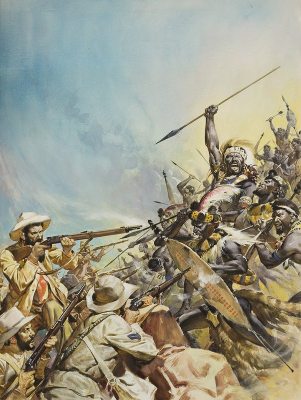 Boere som kjemper mot innfødte (gouache på papir) av James Edwin McConnell