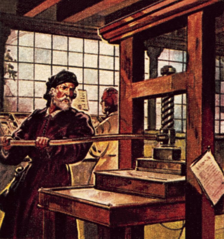 Caxtons trykkpresse av James Edwin McConnell