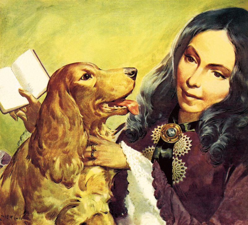 Elizabeth Barrett Browning og cocker spanielen hennes Flush av James Edwin McConnell