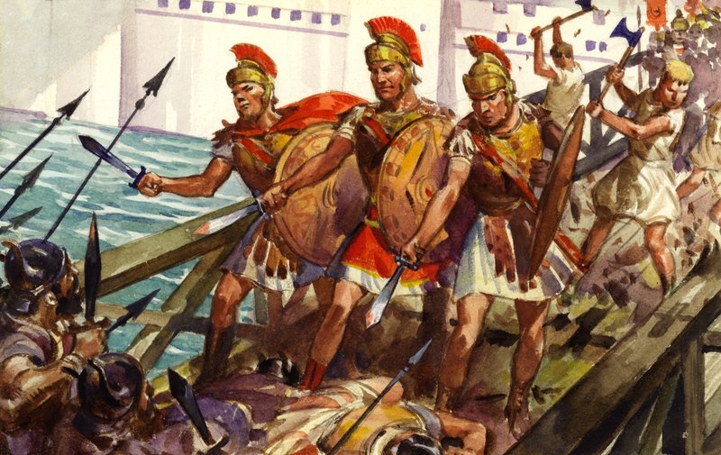 Horatius Cocles forsvarer Pons Sublicius (gouache på papir) av James Edwin McConnell