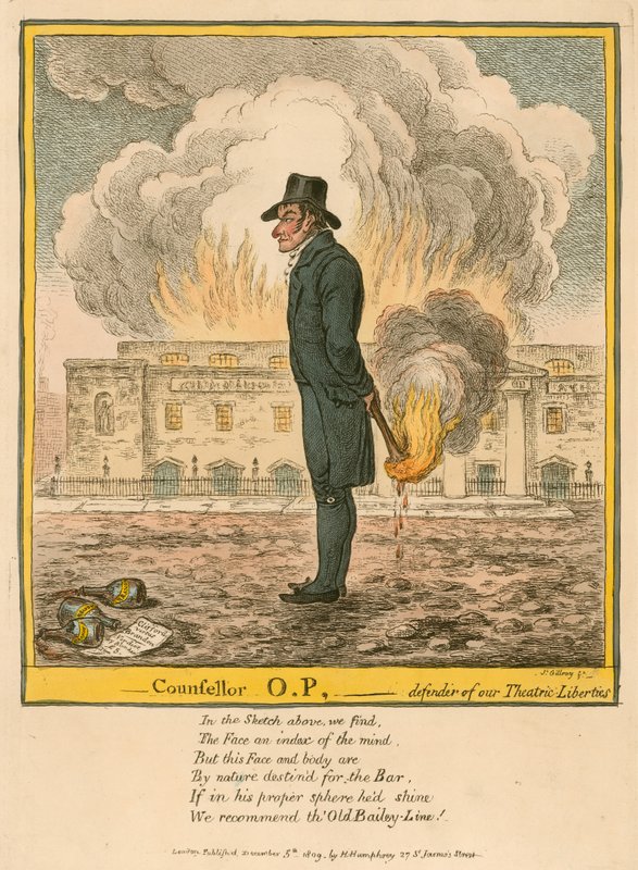 Rådgiver O.P. - forsvarer av våre teatralske friheter av James Gillray
