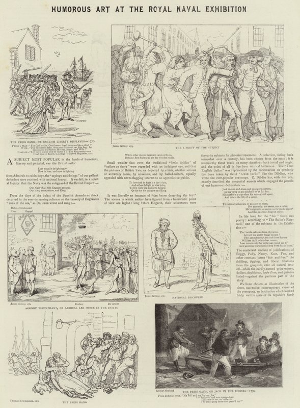 Humoristisk kunst på Royal Naval Exhibition av James Gillray