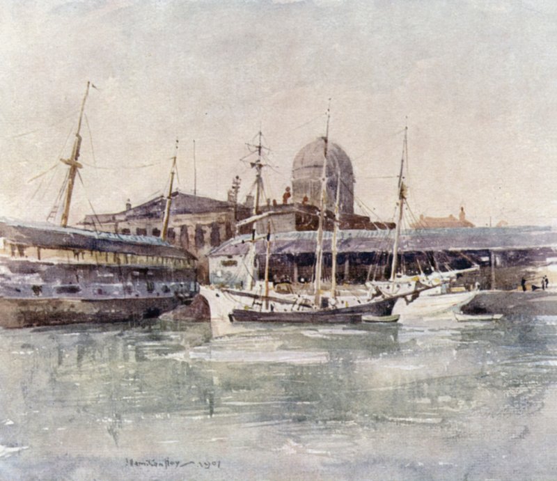 Custom House fra Salthouse Dock av James Hamilton Hay