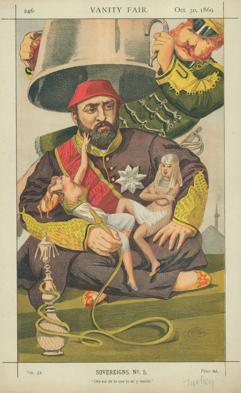 Abdul-Aziz, sultan av Tyrkia, Kom deg ut herfra, 30. oktober 1869, tegneserie Vanity Fair av James Jacques Joseph Tissot