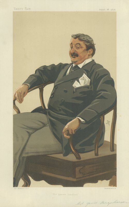 Oberst James Farquharson fra Invercauld, The Queen's Landlord, 26. august 1876, Vanity Fair tegneserie av James Jacques Joseph Tissot