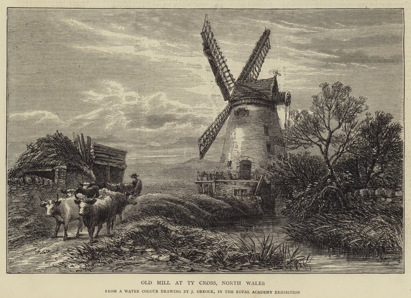 Old Mill at The Cross, Nord-Wales av James Orrock