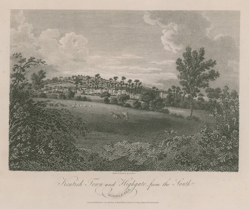 Kentish Town og Highgate, Middlesex, fra sør av James Storer