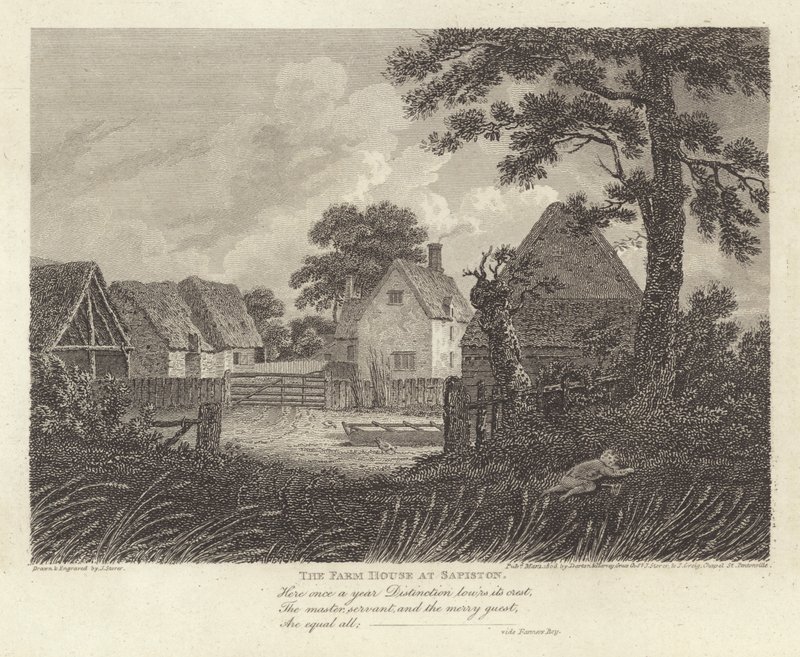 Robert Bloomfield, poet: The Farm House at Sapiston (gravering) av James Storer