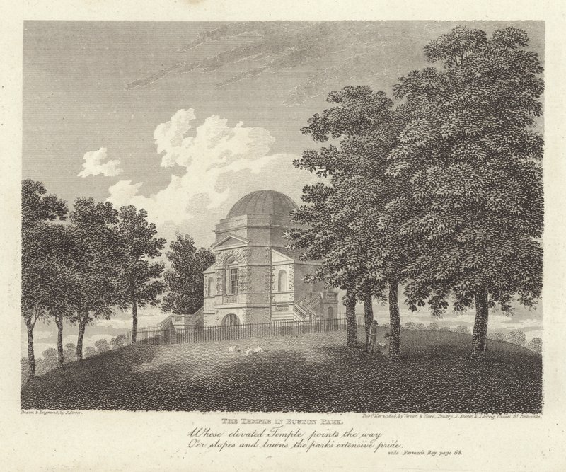 Robert Bloomfield, poet: The Temple in Euston Park (gravering) av James Storer