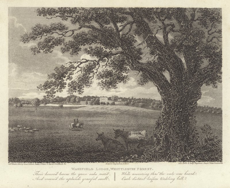 Robert Bloomfield, poet: Wakefield Lodge, Whittlebury Forest (gravering) av James Storer