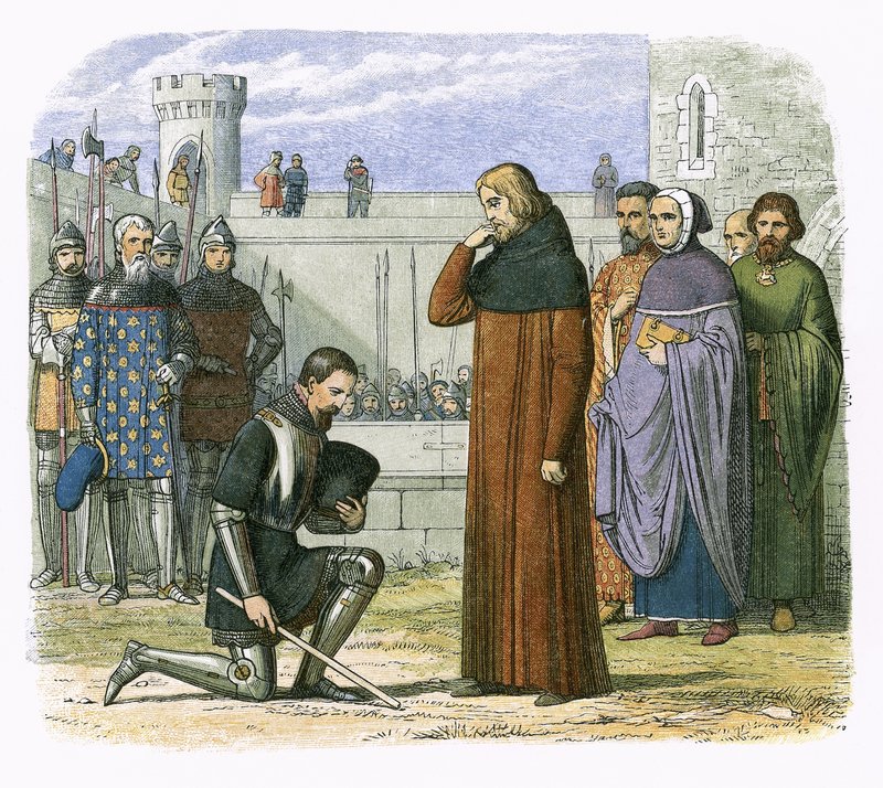 Møte mellom Richard II og Henry Bollinbroke der Henry krever tronen av James William Edmund Doyle