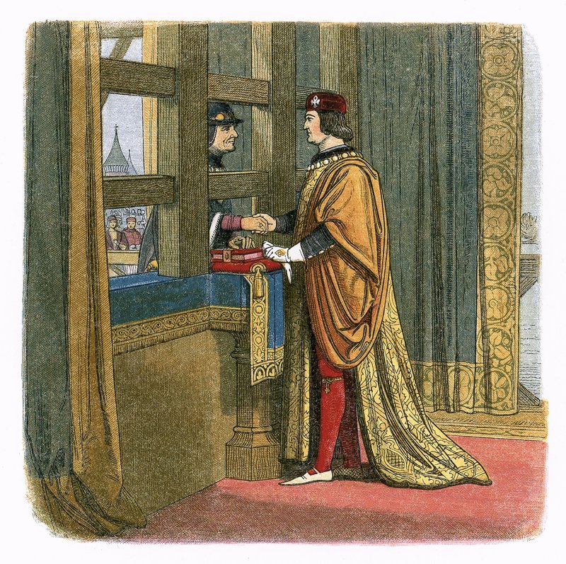 Møte mellom kong Edward IV og Louis XI av Frankrike i Pecquigny av James William Edmund Doyle