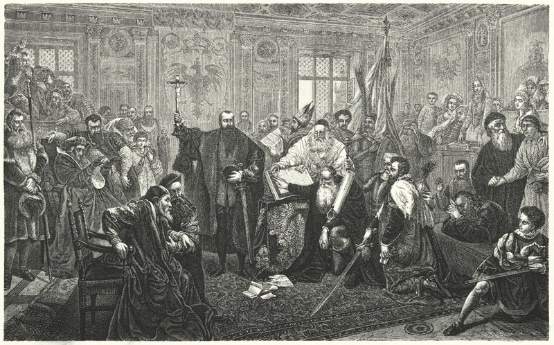 Opprettelsen av det polsk-litauiske samveldet av Union of Lublin av Jan Alojzy Matejko