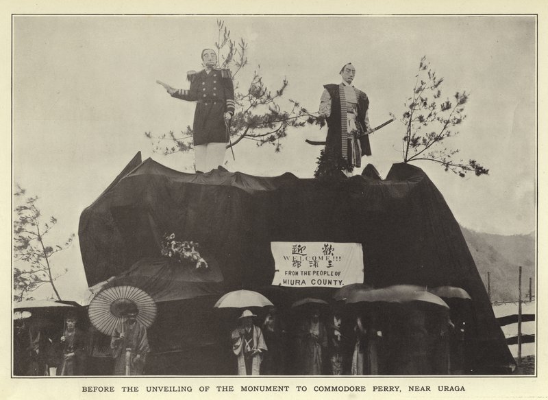 Før avdukingen av monumentet til Commodore Perry, nær Uraga av Japanese Photographer