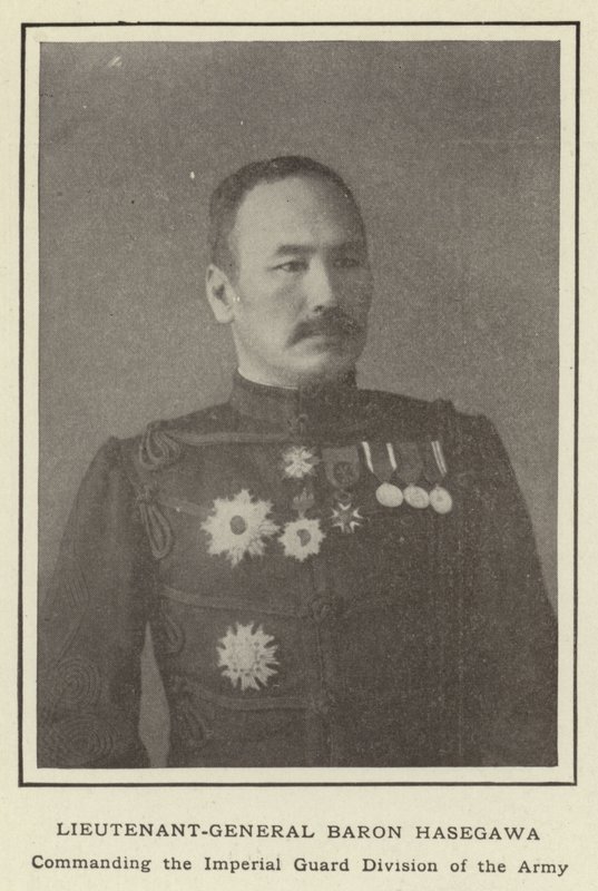 Generalløytnant Baron Hasegawa, kommanderende for den keiserlige gardedivisjonen til hæren av Japanese Photographer