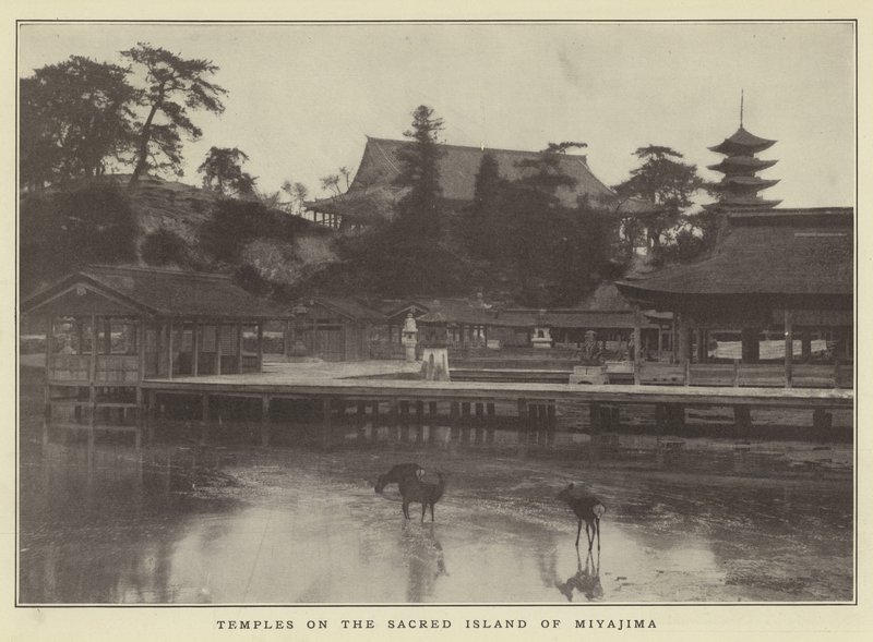 Templer på den hellige øya Miyajima av Japanese Photographer