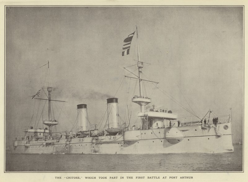 Chitose, som deltok i det første slaget ved Port Arthur av Japanese Photographer