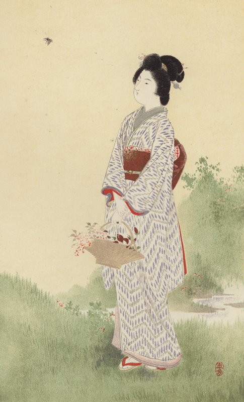 En japansk jente (chromolitho) av Japanese School