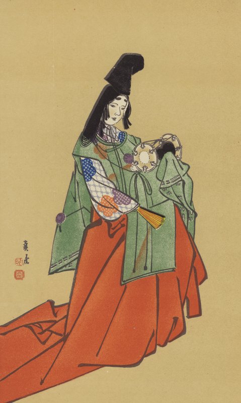 En Shirabyoshi, i Kamakura-regjeringens tidsalder (chromolitho) av Japanese School