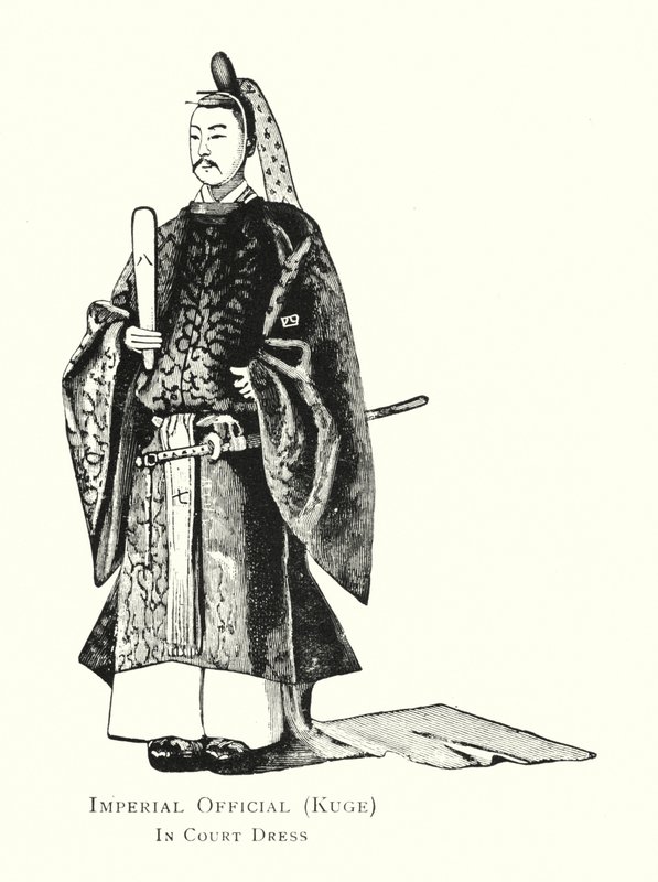 Imperial Official, Kuge, i hoffkjole (litho) av Japanese School
