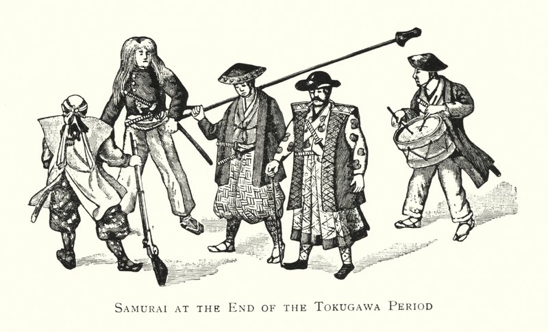 Samurai på slutten av Tokugawa-perioden (litho) av Japanese School