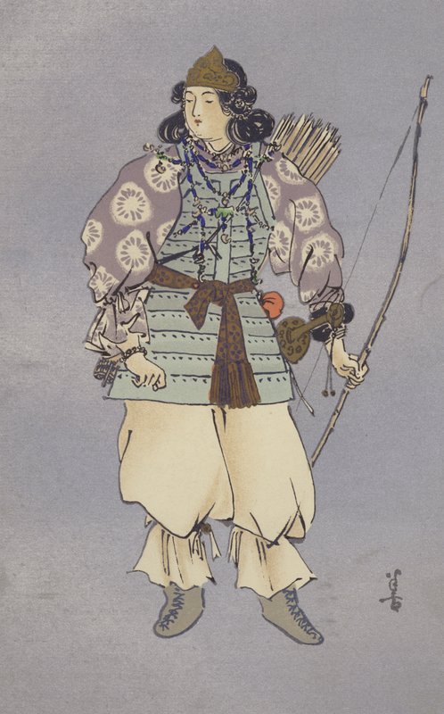 Keiserinne Jingo som ledet ekspedisjonen til Korea i 200 e.Kr. (chromolitho) av Japanese School