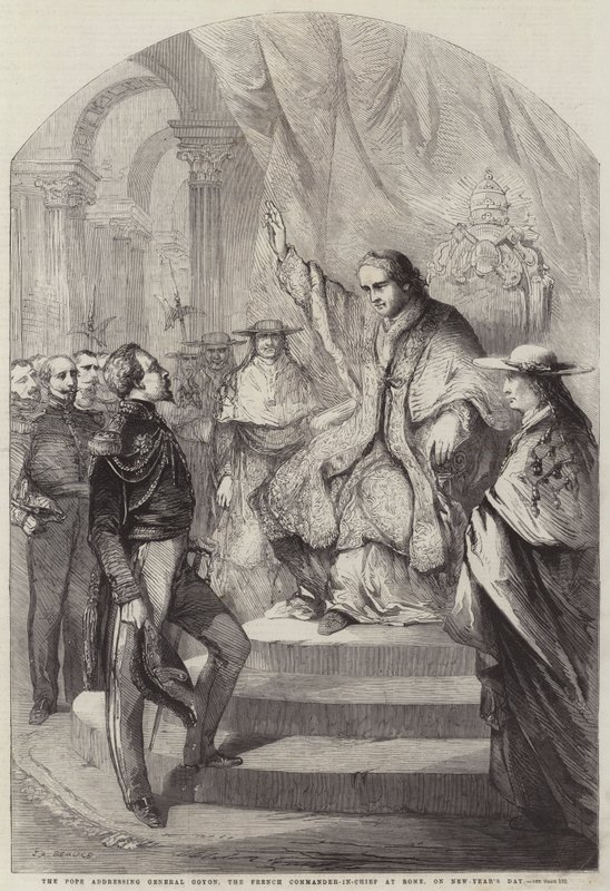 Paven taler til general Goyon, den franske øverstkommanderende i Roma, på nyttårsdag av Jean Adolphe Beauce