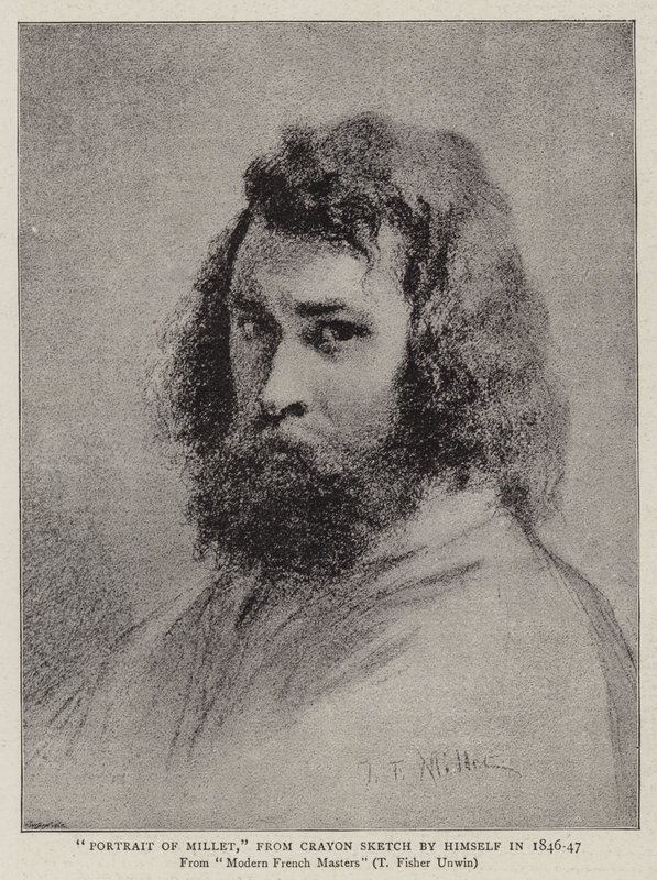 Portrett av Millet, fra Crayon Sketch av ham selv i 1846-47 av Jean Francois I Millet