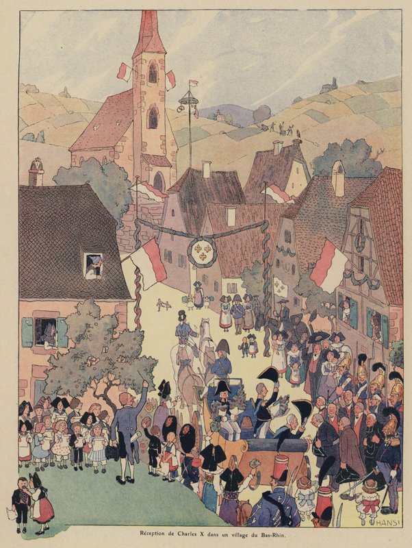 Mottakelse av kong Charles X av Frankrike i en landsby ved Bas Rhin, Alsace av Jean Jacques Waltz