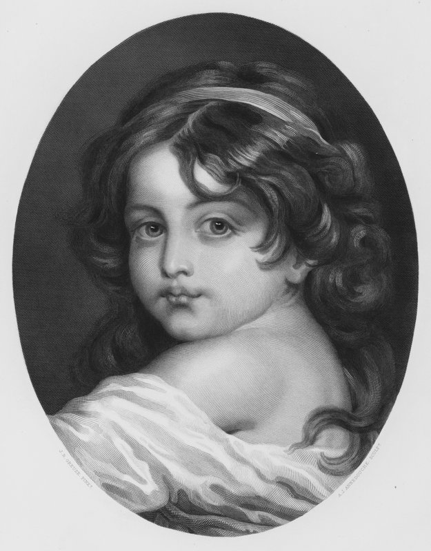 Barndom, fra bildet i Den Kongelige Samling (gravering) av Jean Baptiste (after) Greuze
