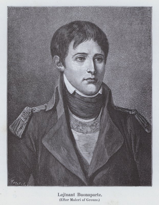 Napoleon Bonaparte som en ung løytnant for artilleri, c1785 (litho) av Jean Baptiste (after) Greuze