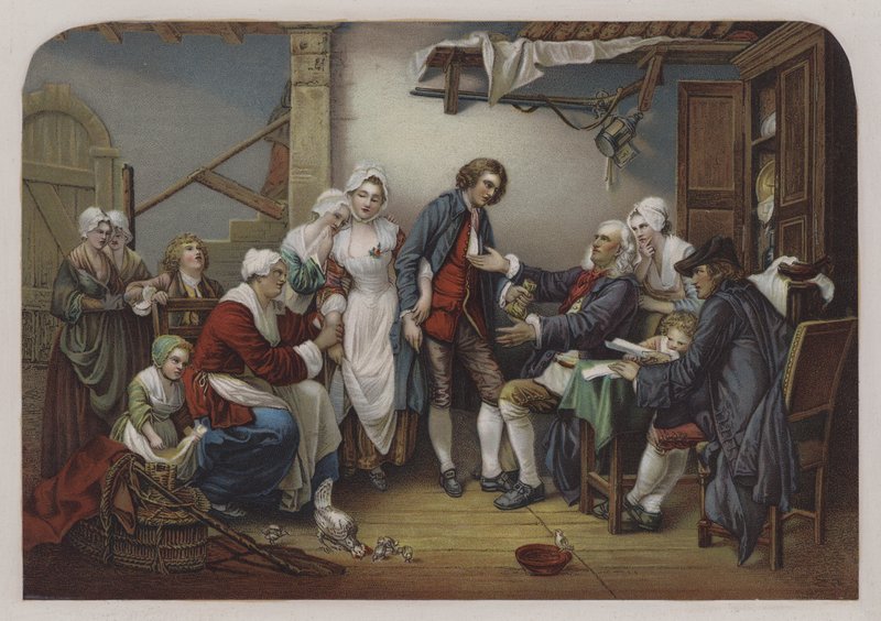 The Village Bride (farge litho) av Jean Baptiste (after) Greuze
